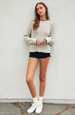 Contrast Trim Cable Knit Sweater