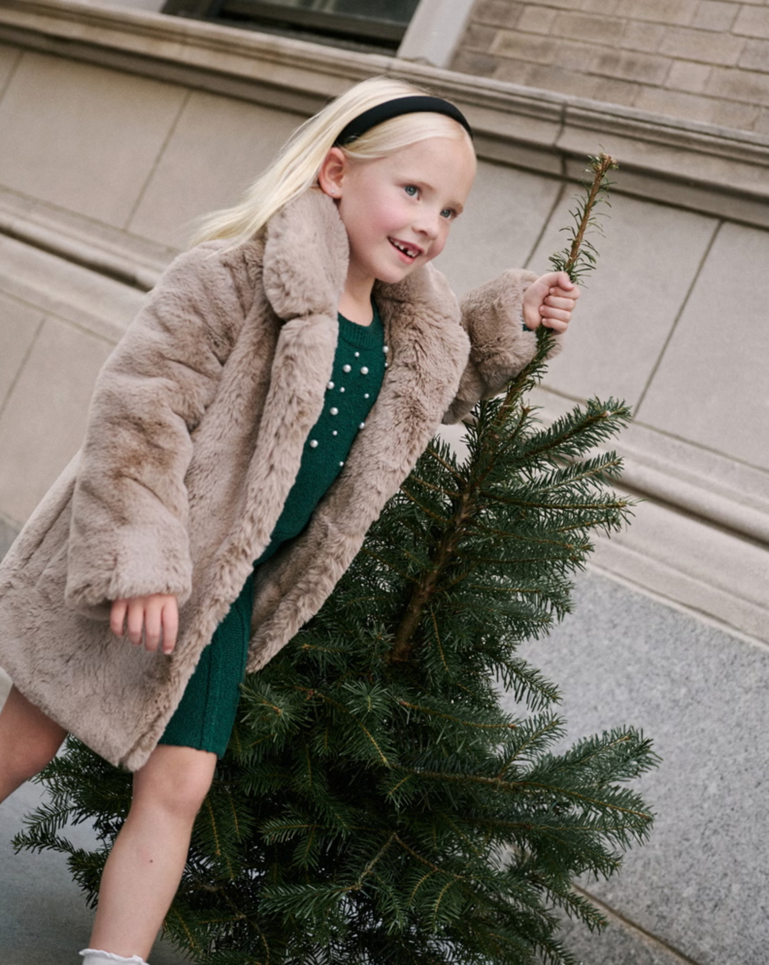 Girls Faux Fur Long Jacket