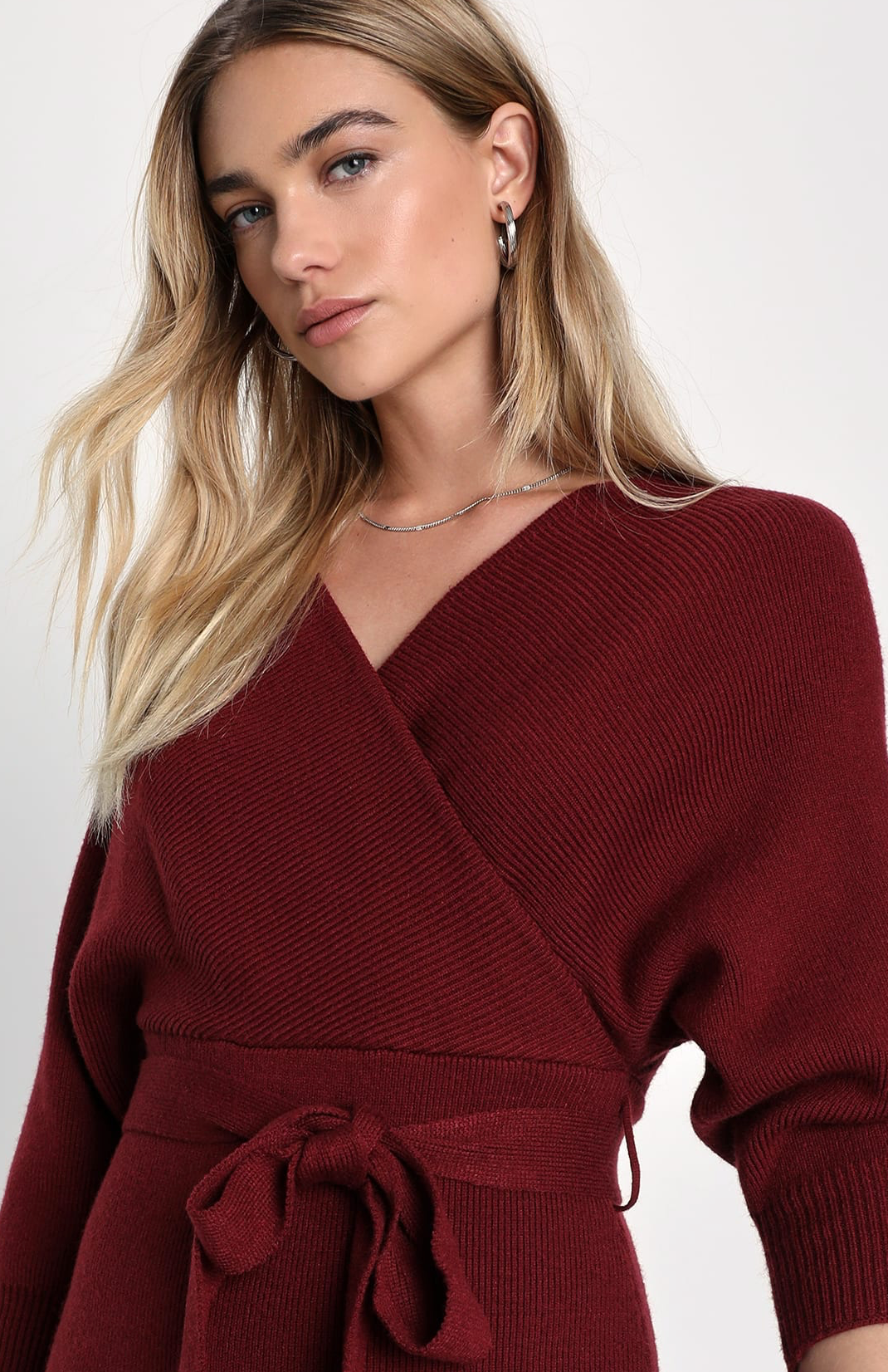 Dolman Sleeve Sweater Midi Dress