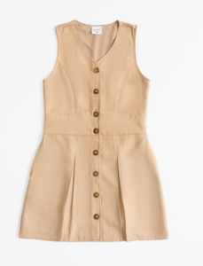 Girls Faux Suede Button-Through Mini Dress