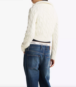 Women Half Zip Cable Knit Sweater