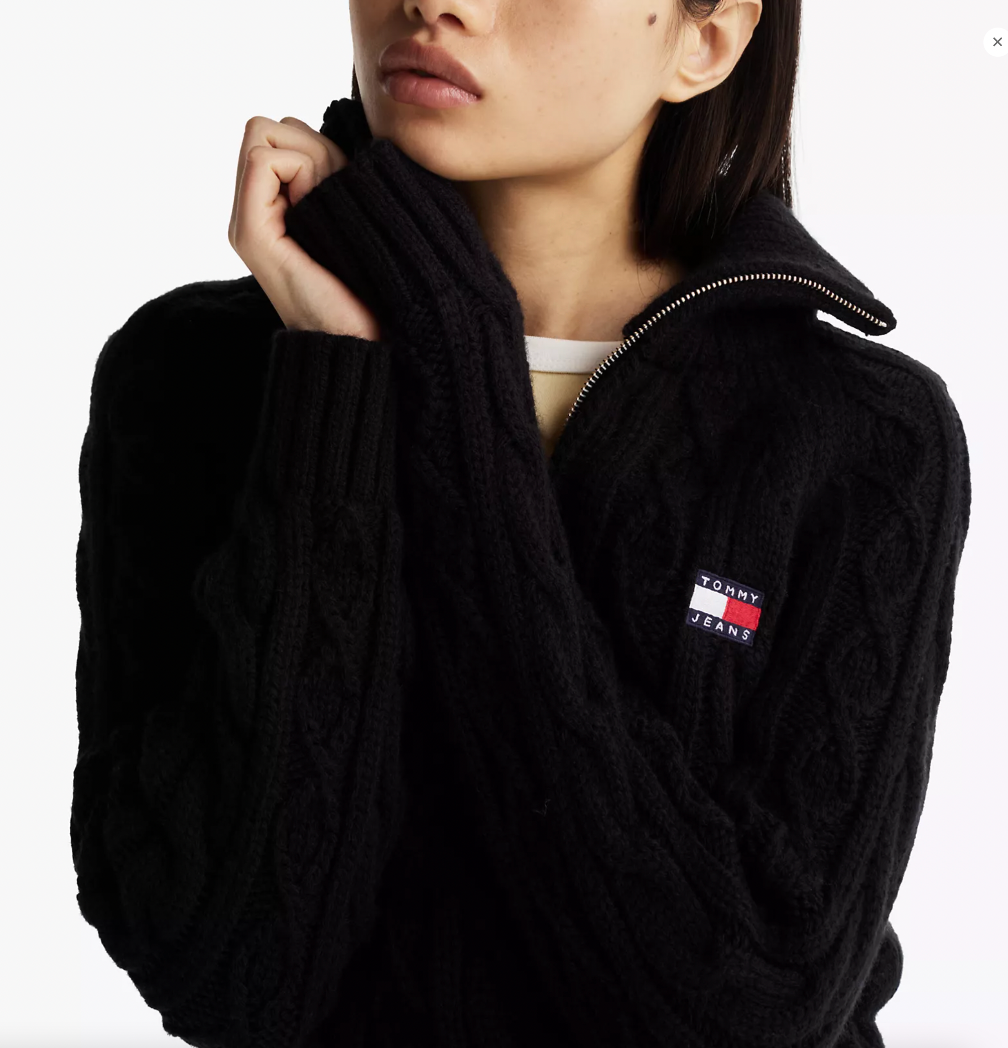 Women Half Zip Cable Knit Sweater