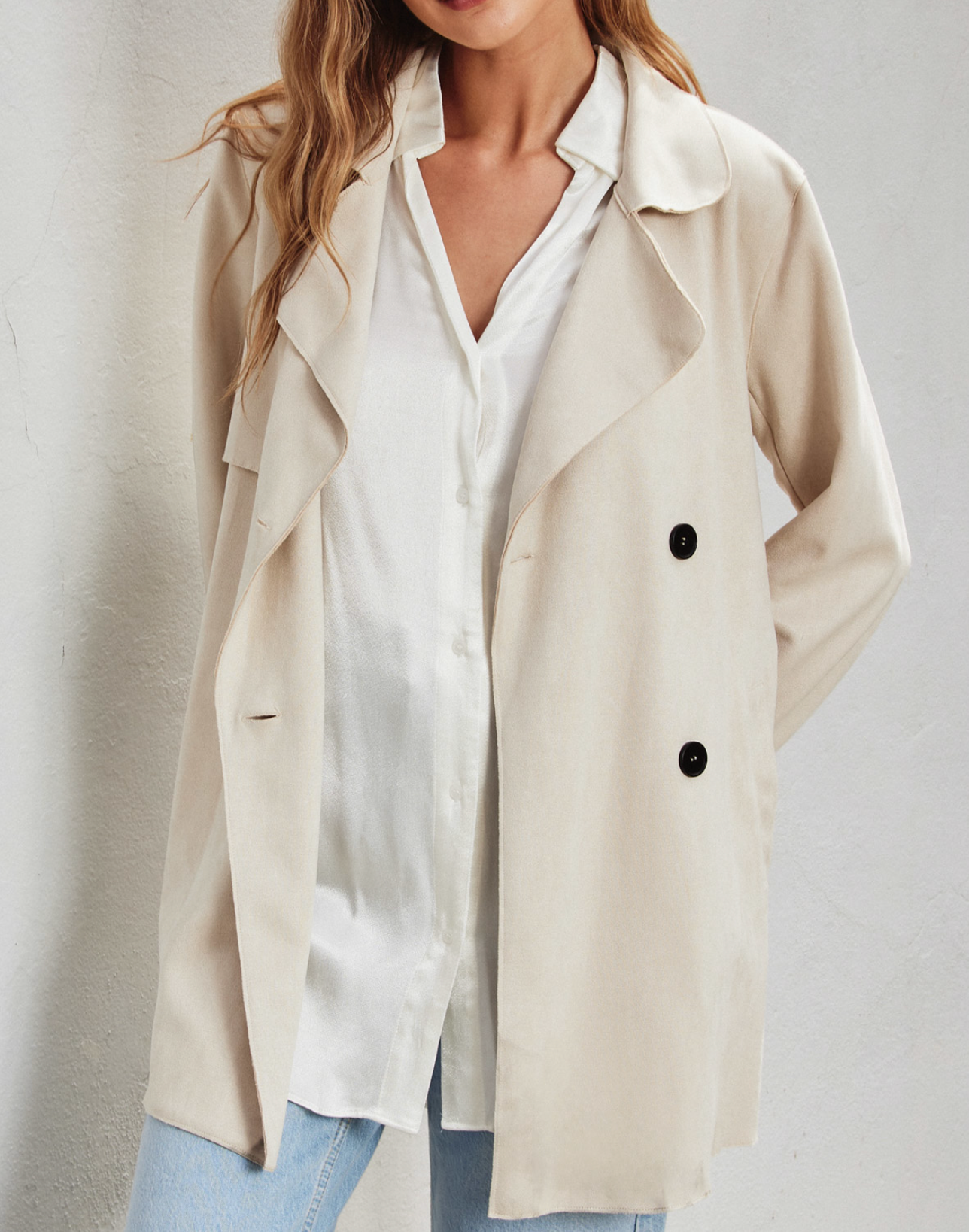 Suede Like Trench Coat