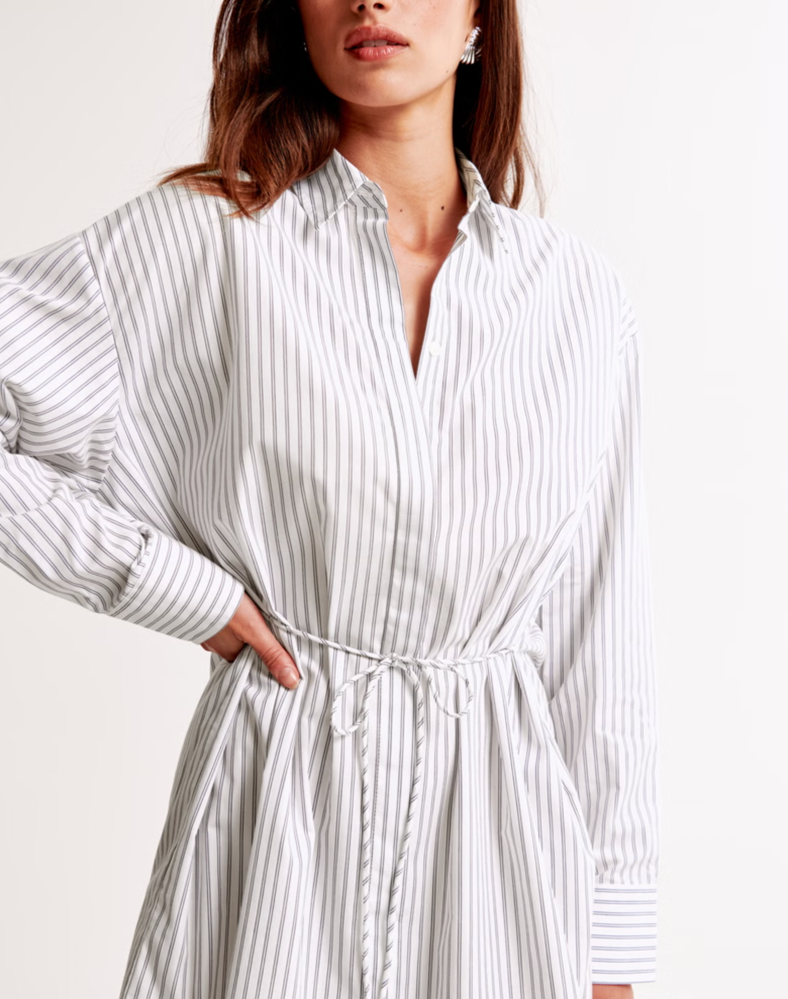 Long Sleeve Striped Shirt Dress