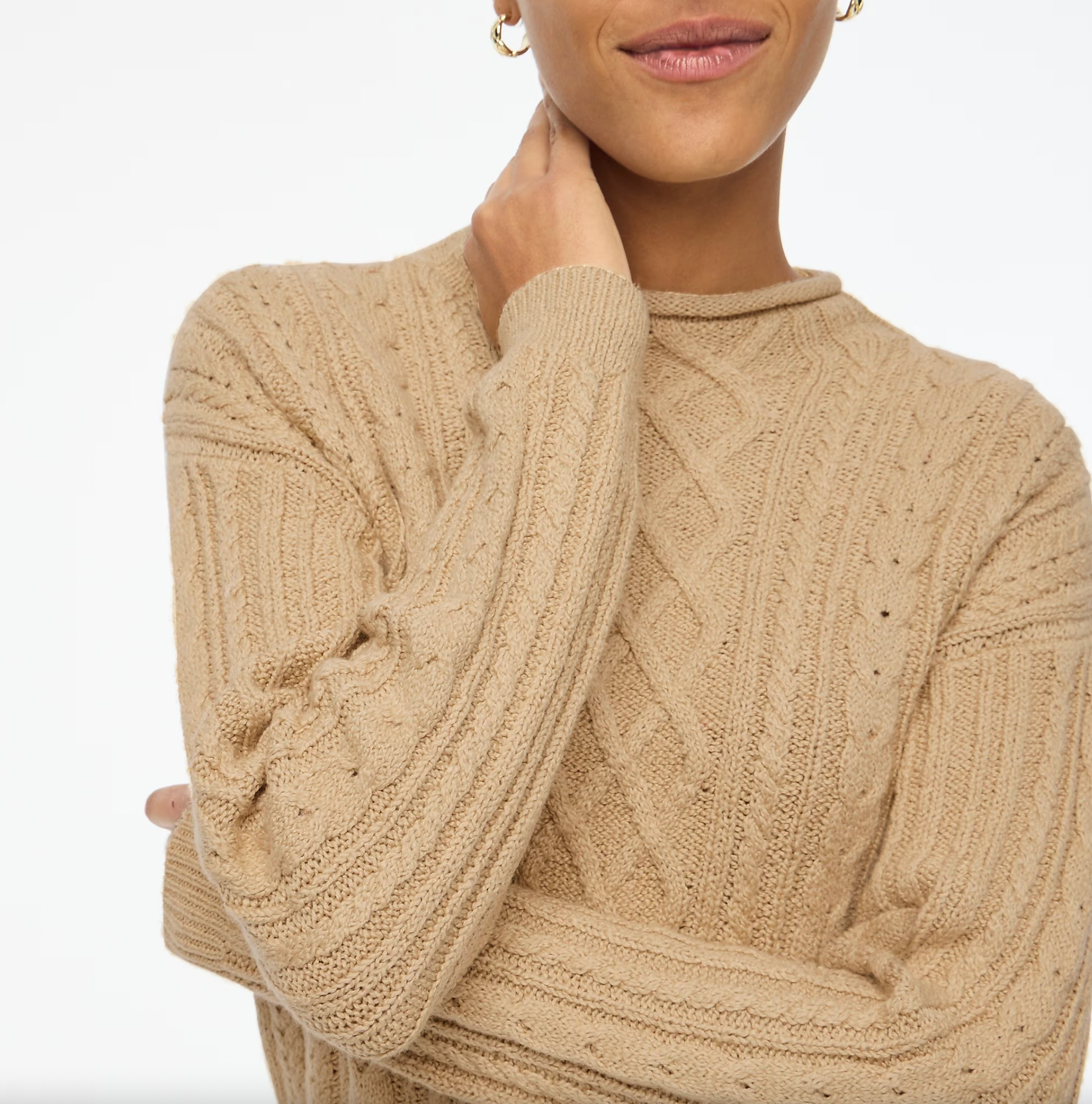 Mockneck Cable Knit Sweater