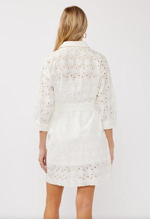 Embroidered Eyelet Mini Shirt Dress Elephant Clouds Apparel Embroidered Eyelet Mini Shirt Dress Elephant Clouds Apparel