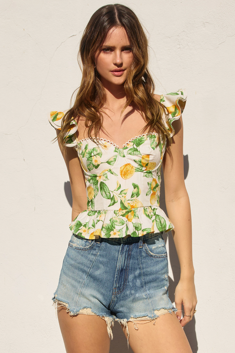 Lemon Corset Flutter Top