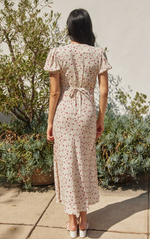 Ditsy Roses Surplice Babydoll Maxi Dress