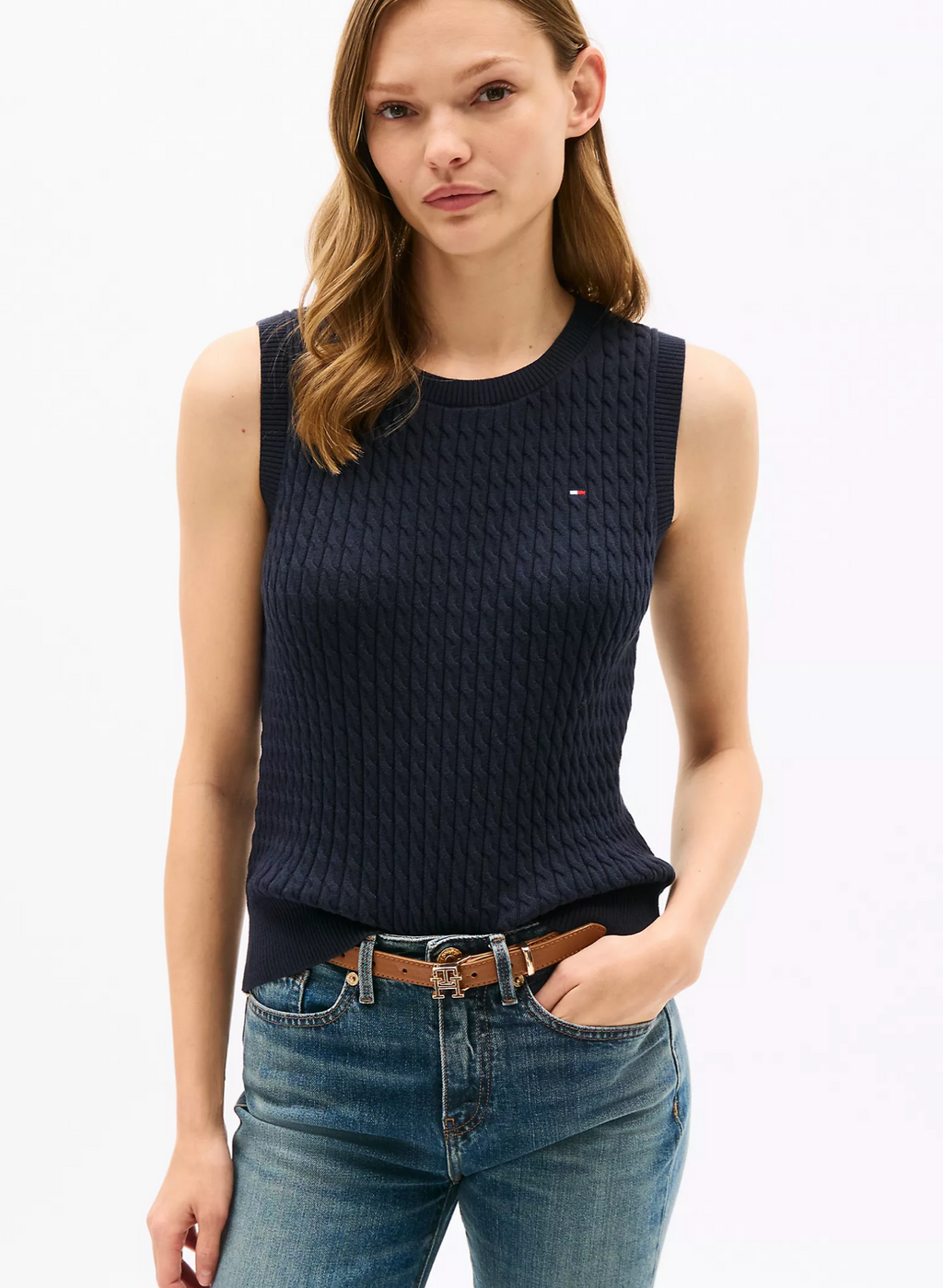 Cable Knit Logo Sweater Vest