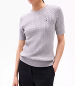 Short Sleeve Cable Knit Sweater
