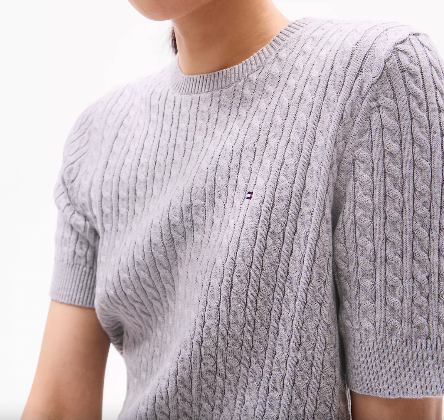 Short Sleeve Cable Knit Sweater