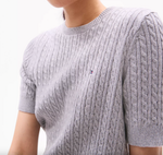 Short Sleeve Cable Knit Sweater