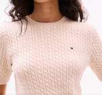 Short Sleeve Cable Knit Sweater