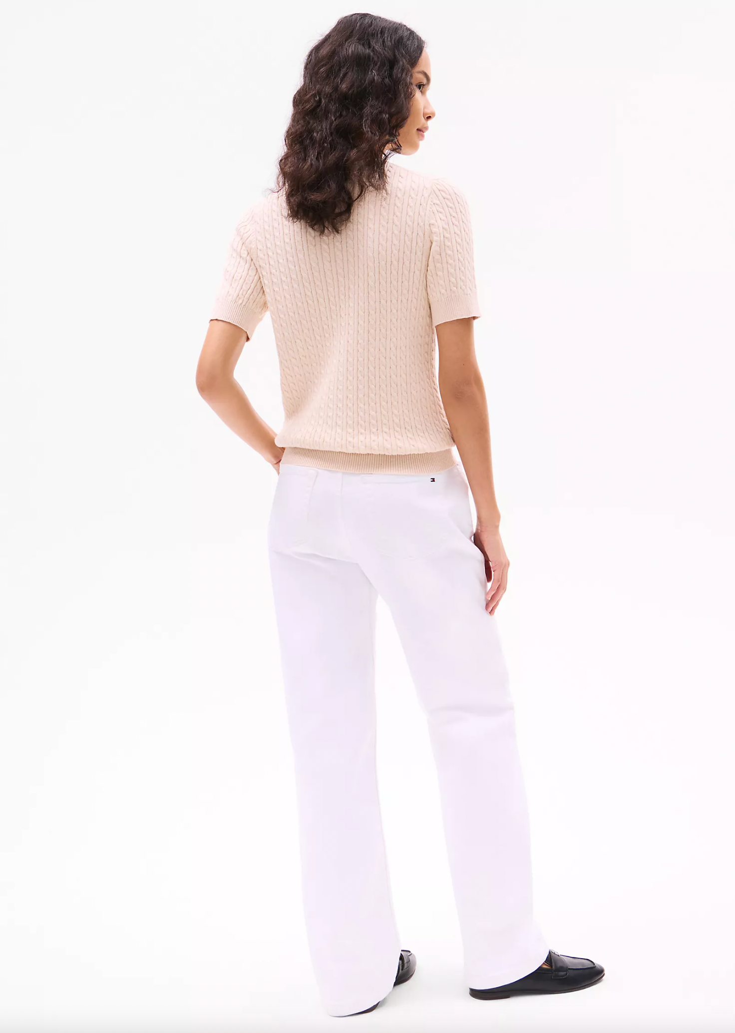 Short Sleeve Cable Knit Sweater