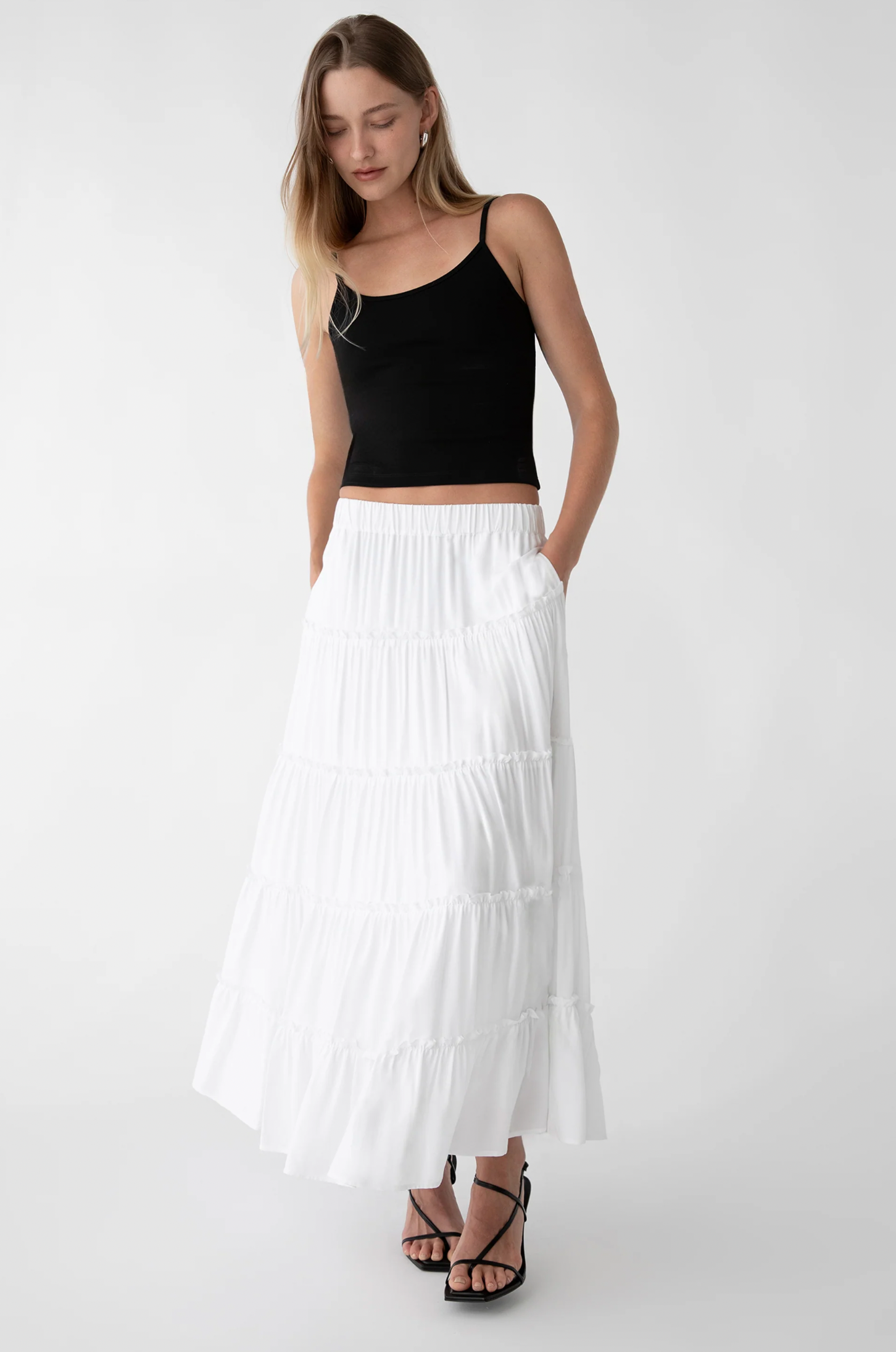 Tiered Midi Skirt