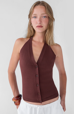 Halter Button Front Tank