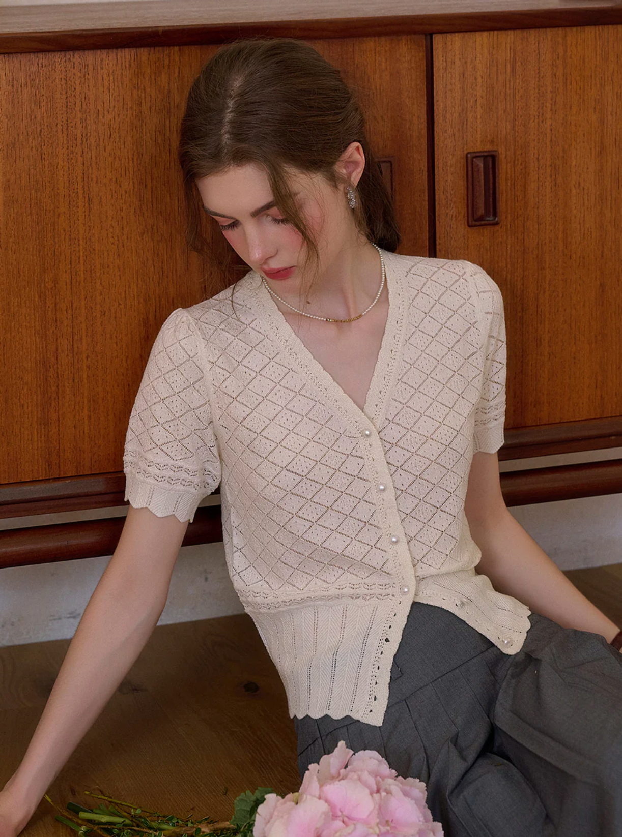 Lucia Hollow Cotton Cardigan