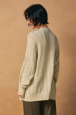 Scalloped V Neck Open Knit Cardigan