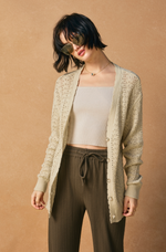 Scalloped V Neck Open Knit Cardigan