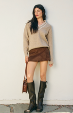 Groundy Contrast V Neck Sweater