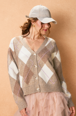 As If Argyle V Neck Cardigan