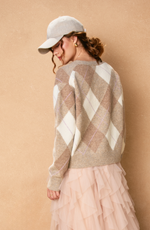 As If Argyle V Neck Cardigan