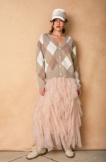 As If Argyle V Neck Cardigan