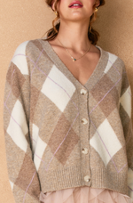 As If Argyle V Neck Cardigan
