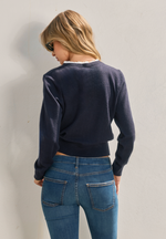 Ruffled Eyelet Trim Button Down Cardigan