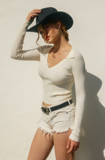 Fitted Knit Collared Sweater