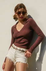 Fitted Knit Collared Sweater