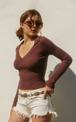 Fitted Knit Collared Sweater