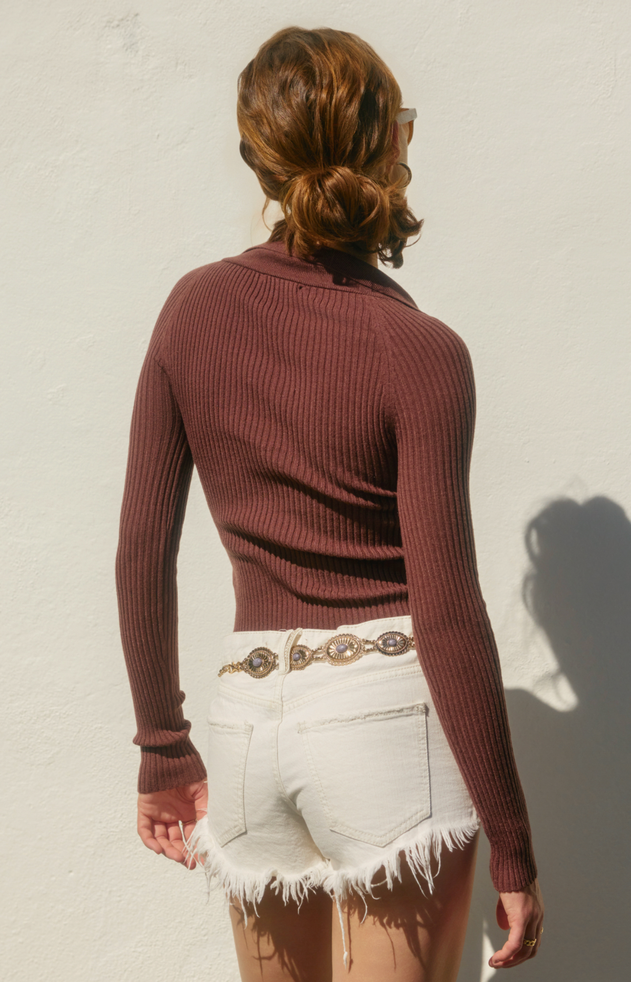 Fitted Knit Collared Sweater