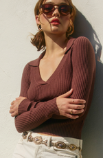 Fitted Knit Collared Sweater