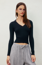 Fitted Knit Collared Sweater