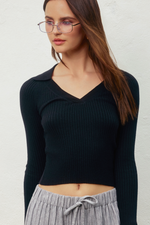 Fitted Knit Collared Sweater