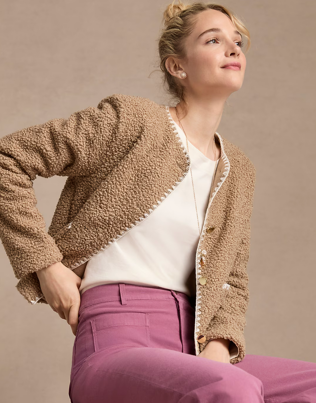 Sherpa Blanket-Stitch Jacket