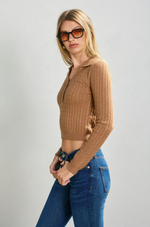 Petite Cable Knit Polo Sweater