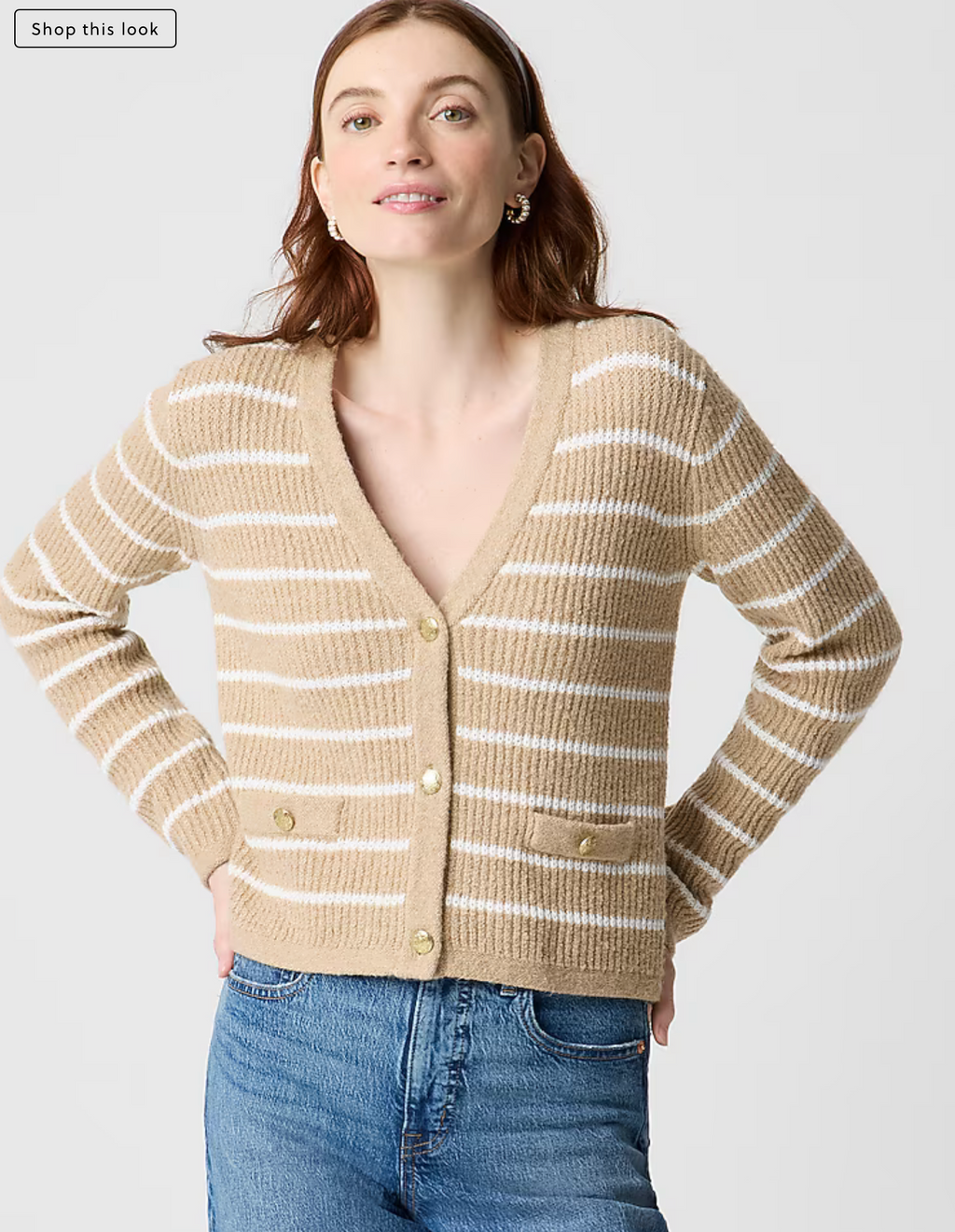 Striped V-neck Cardigan Sweater