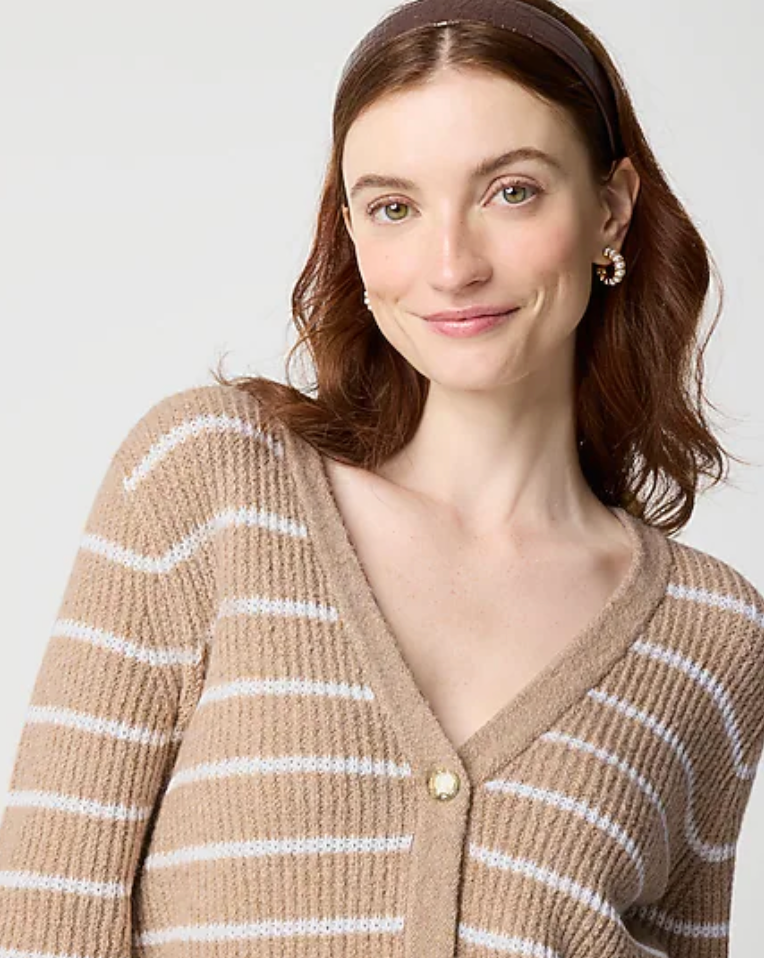 Striped V-neck Cardigan Sweater