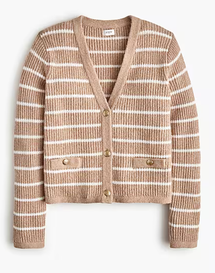Striped V-neck Cardigan Sweater