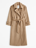 Faux Suede Trench Coat