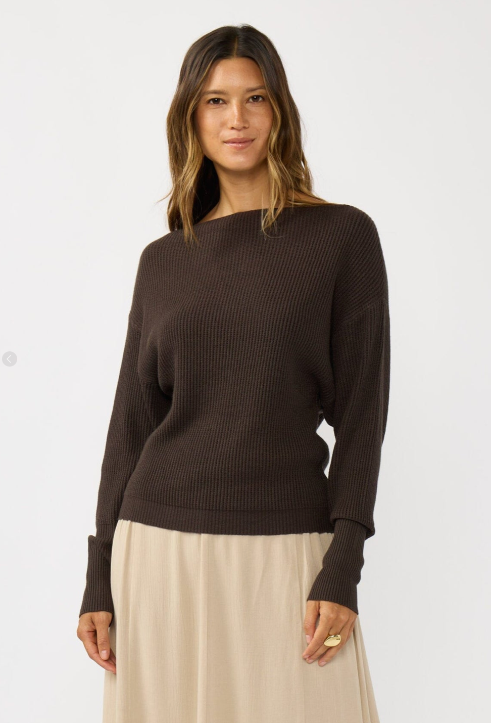 Off Shoulder Waffle Sweater