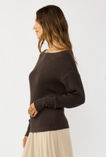 Off Shoulder Waffle Sweater