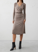 Soft Luxe Knit Wrap Midi Dress