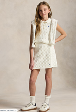Girls Cotton Polo Sweater & Faux-Wrap Skirt
