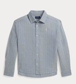Girls Striped Linen-Cotton Boxy Shirt
