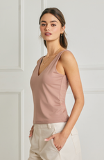 V Neck Double Faced Top