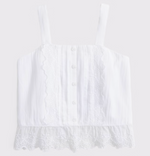 Girls Pintuck Button Through Peplum Top