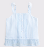 Girls Pintuck Button Through Peplum Top